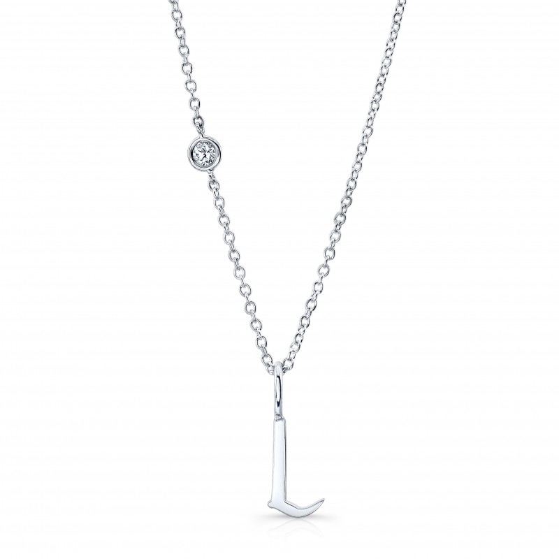 Original ALPHABET Necklace with Diamond in 18K White Gold