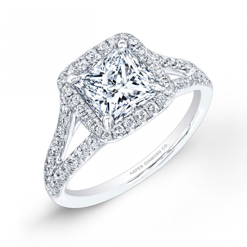Princess Cut Pavé Diamond Engagement Ring in Platinum