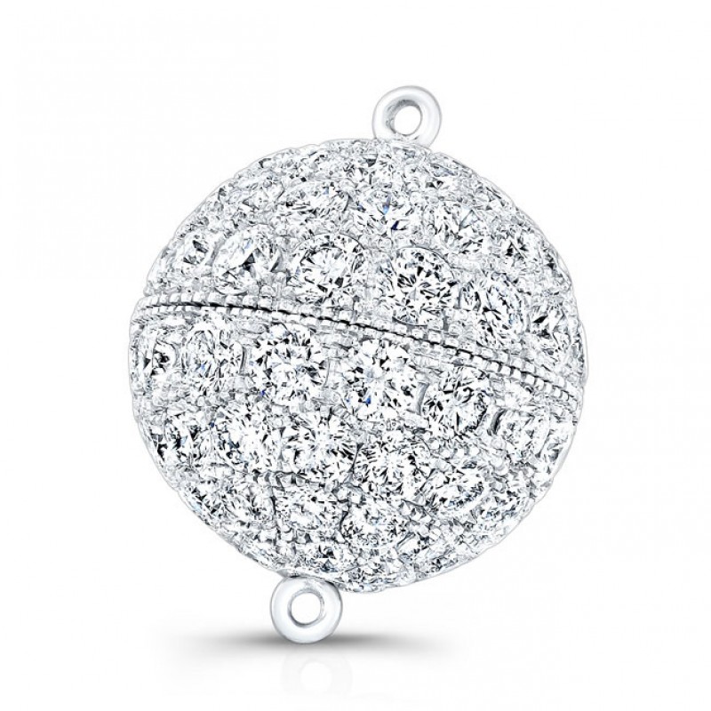 Round Diamond Ball Shaped Clasp in Platinum and 18K White Gold