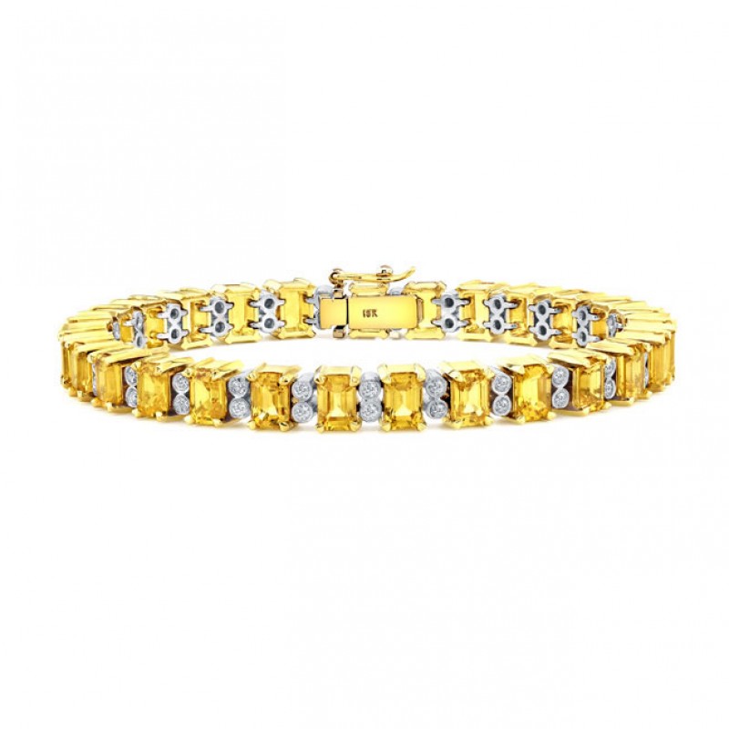 Fancy Yellow and White Diamond Bracelet in 18K White and Yellow Gold
