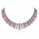 An Exquisite Burma Ruby and Diamond Necklace in 18K White Gold and Rose Gold