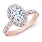 Oval Diamond Halo Engagement Ring in 18K Rose Gold