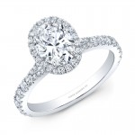 Oval Diamond Halo Engagement Ring in Platinum