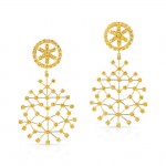 Yellow Diamond SnowFlake Earrings in 18K Yellow Gold