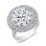 Round Brilliant Double Halo Diamond Engagement Ring in Platinum