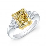 Radiant Cut Fancy Yellow Diamond Ring in Platinum