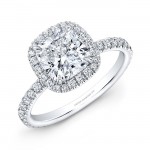 Radiant Cut Diamond Halo Engagement Ring in 18K White Gold