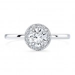 Round Brilliant Diamond Halo Engagement Ring in Platinum