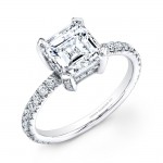 Asscher Cut Pavé Diamond Engagement Ring in Platinum