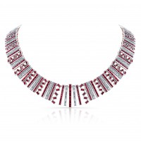 An Exquisite Burma Ruby and Diamond Necklace in 18K White Gold and Rose Gold