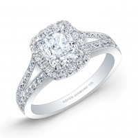 Cushion Cut Diamond Engagement Ring in 18K White Gold