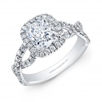 Cushion Cut Diamond Engagement Ring in 18K White Gold and Palladium