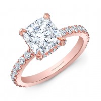 Cushion Cut Diamond Engagement Ring in 18K Rose Gold