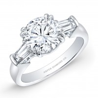 Round Brilliant Diamond Tapered Baguettes Engagement Ring in Platinum