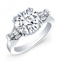 Round Brilliant Diamond Tapered Baguettes Engagement Ring in Platinum