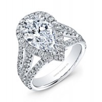 Pear-Shaped Diamond Halo Engagement Ring in Platinum