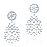 Round Brilliant Diamond Snowflake Earrings in 18K White Gold