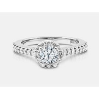 Round Brilliant Diamond Halo Engagement Ring in 18K White Gold