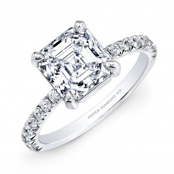 Asscher Cut Diamond Engagement Ring in Platinum
