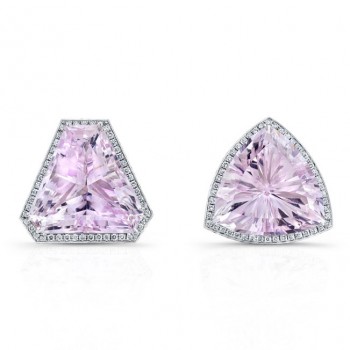 Kunzite with Micropave Diamond Earrings in 18K White Gold