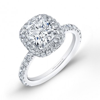 Cushion Cut Diamond Halo Engagement Ring in Platinum
