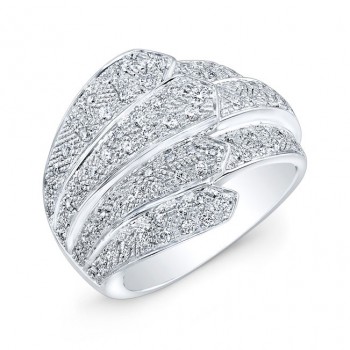 Layered Micropavé Diamond Ring in 18K White Gold