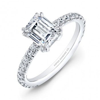  Emerald Cut Diamond Engagement Ring in Platinum